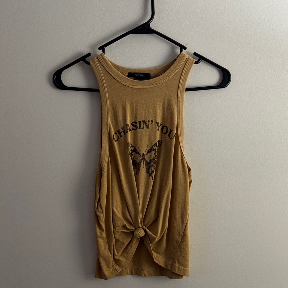 Forever 21 Graphic Tank Top - Tan